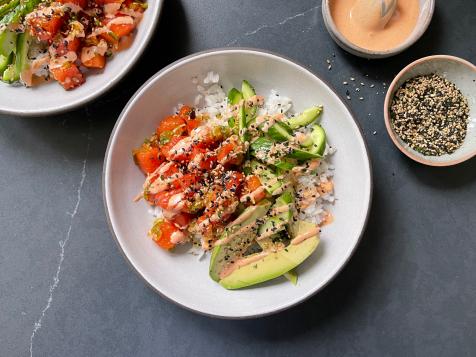 Soy-Ginger Watermelon Rice Bowls with Avocado and Cucumber