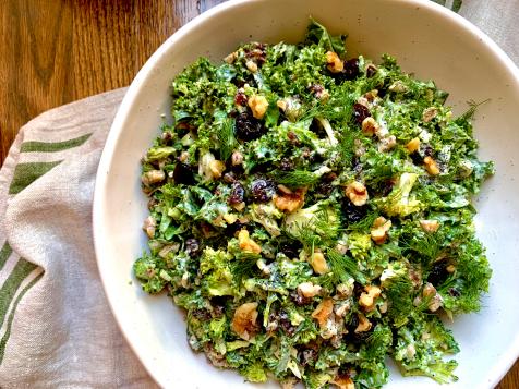 Broccoli Salad with Shredded Kale, Dried Cherries and Walnuts