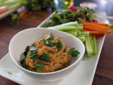 This chickpea dip (similar to hummus) has a spicy kick. Want to avoid the heat? Simply omit the cayenne. Crudit&eacute;s is just a fancy word for raw vegetables served with a dip or other snacks. You can make all of this in advance and serve when you are ready. The chickpea dip is tasty when served relatively freshly made and never refrigerated. Why two types of salt? The kosher salt is for seasoning during cooking and the Maldon salt is both for crunchy texture and final seasoning.