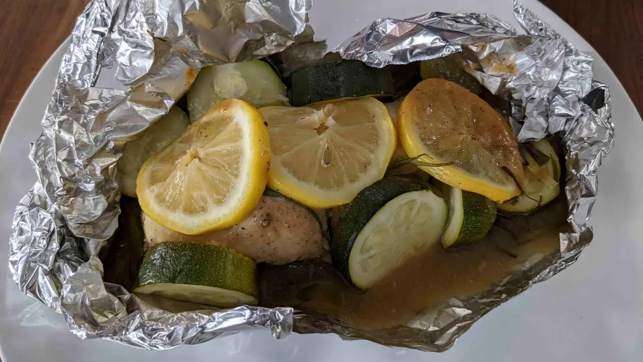 Foil-Wrapped Teriyaki Chicken with Scallions and Lemon Recipe