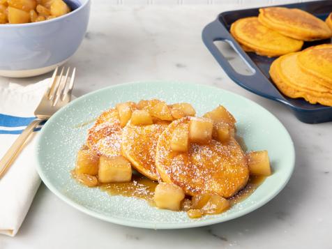Pumpkin-Ricotta Pancakes with Chunky Apple-Raisin Sauce