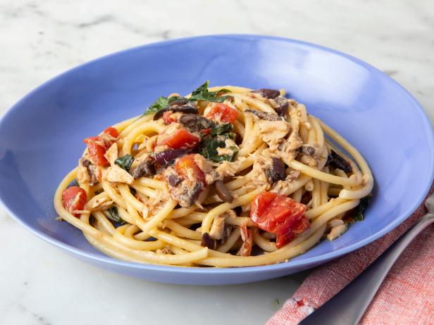 Bucatini with Tuna, Olives, and Tomatoes image