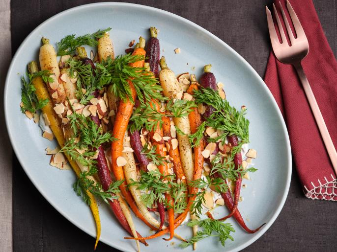 Spice-Roasted Rainbow Carrot Salad with Herbed Yogurt Dressing Recipe ...