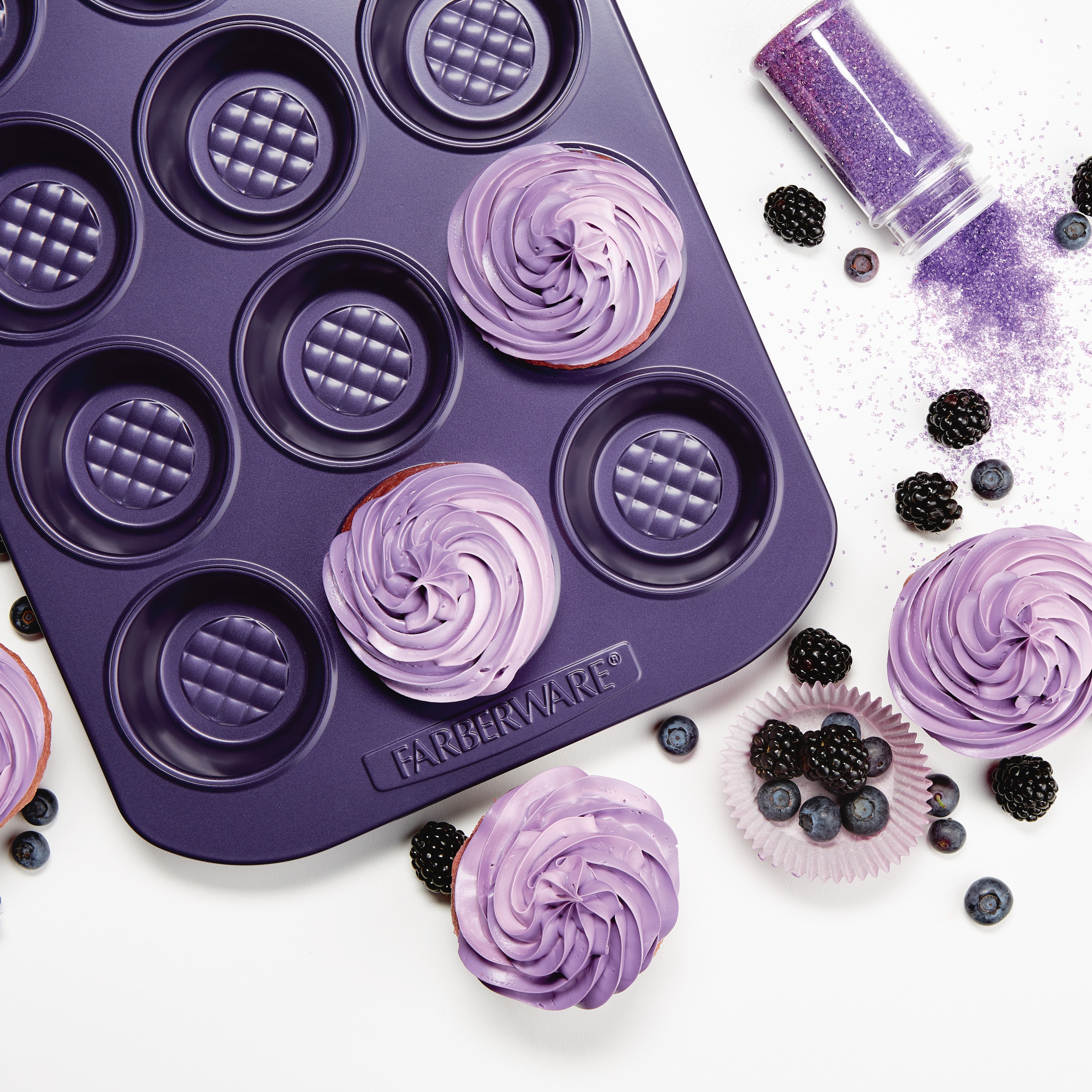 Purple Farberware Colorvive Nonstick Muffin Pan 12-Cup 