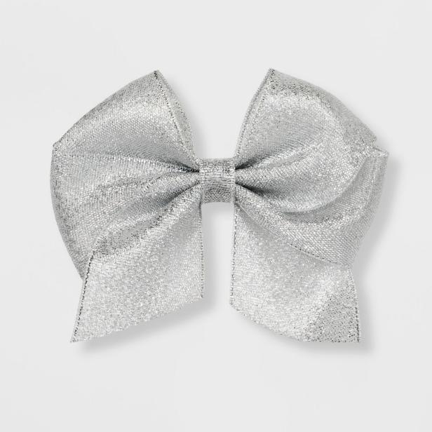 Silver Girls Solid Bow Clip