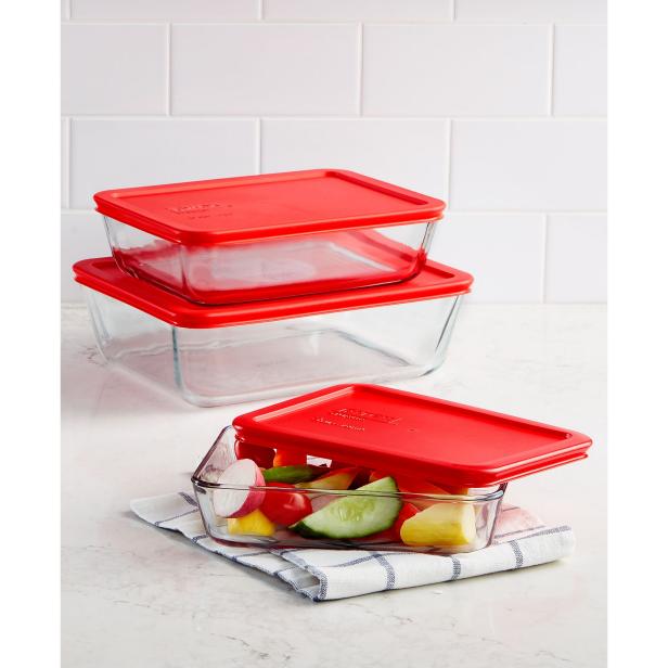 8-piece Glass Food Storage Container Set with Red Lids