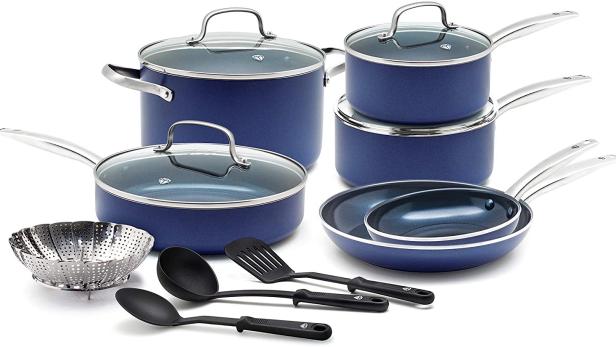 Blue Diamond 10-Piece Cookware Set Red