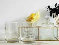 Bar and cocktail essentials with copy space.