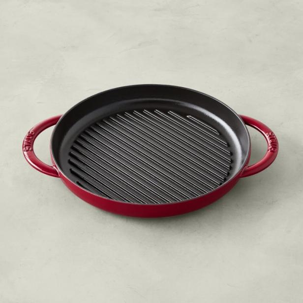 Enameled Deep Round Grill Cast Iron Griddle Pan with Glass Lid 10