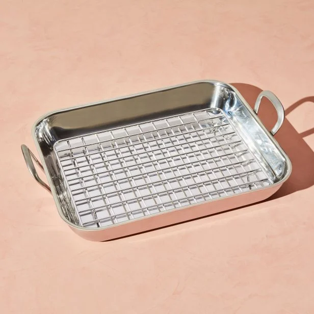 Shallow roasting pan with rack new arrivals