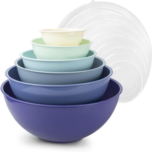 Mr Food 3 pieces Ceramic Mixing Bowl Set Colorful Mixing Stackable Bowls