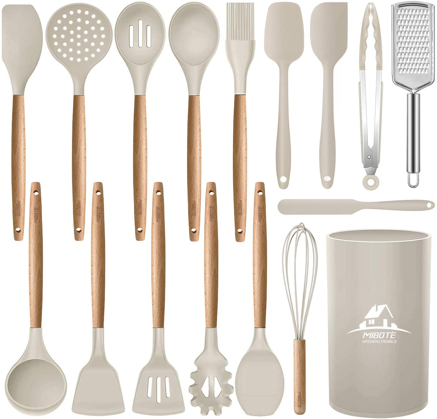 Kitchen Tools and Gadgets 6 Bamboo Silicone Kitchen Utensils Set Silicone Cooking Utensils Kitchen Utensil set Silicone Utensil Spatula Set Silicone Utensils Cooking Utensil Set 