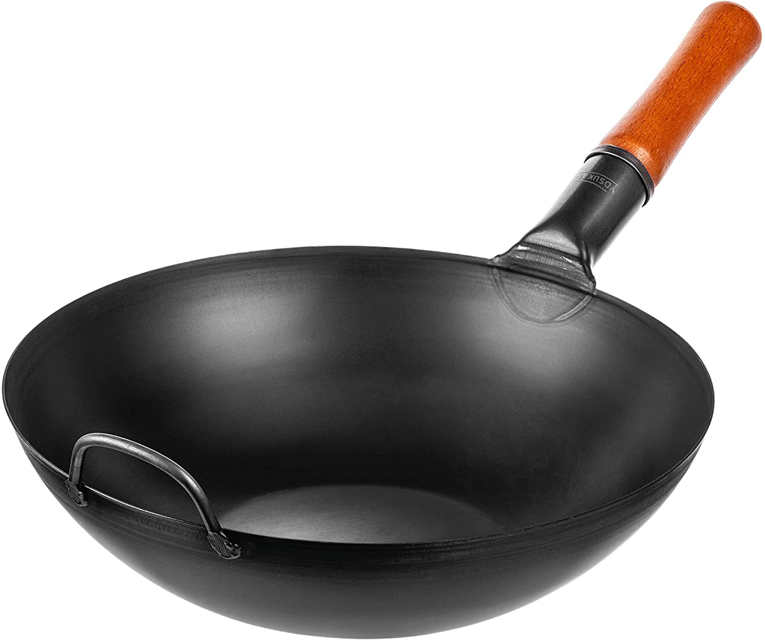 Carbon Steel Wok Flat Bottom Chinese Food Cooking Frying Pan Non Stick Cookware 