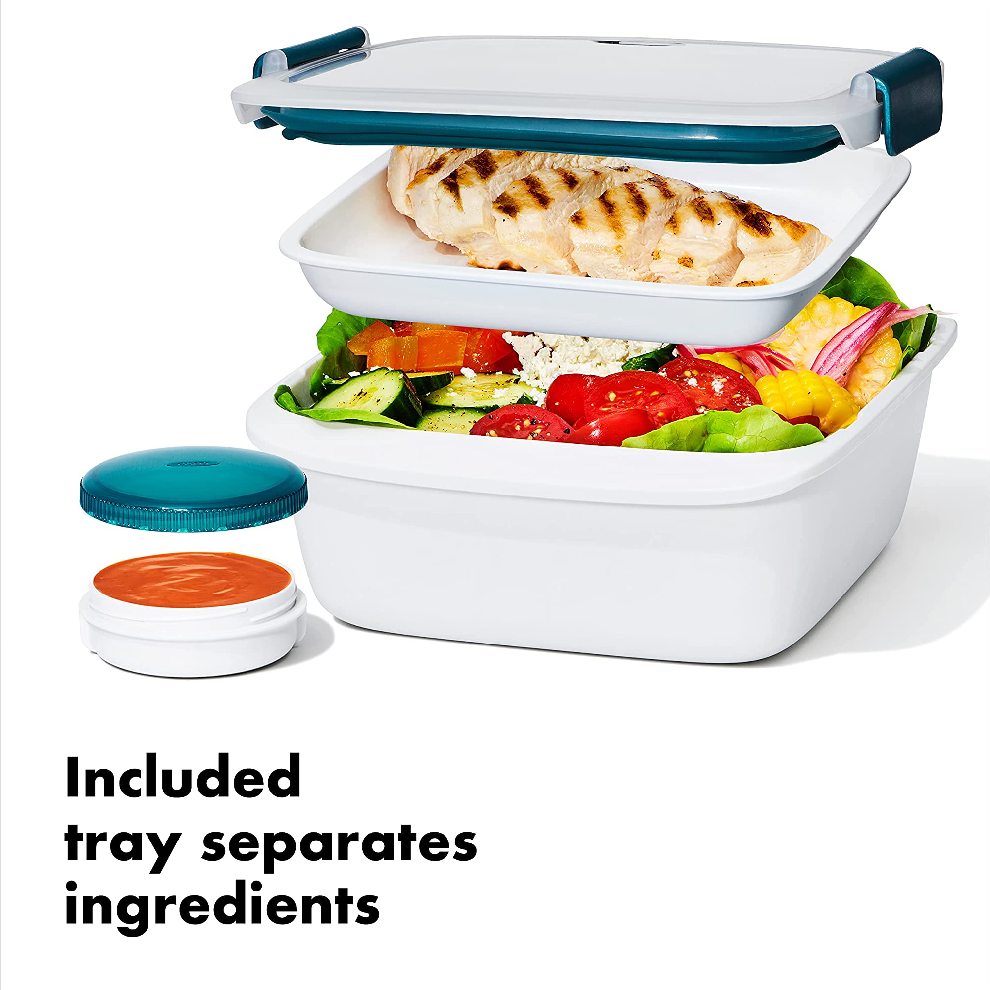 Salad Fresh Container With Separate Dressing Compartment Great Lunch For Work 