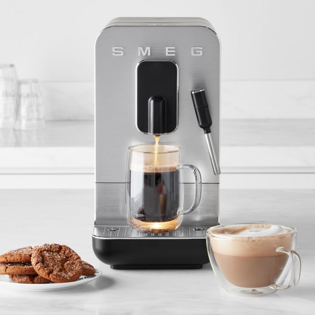 Best Buy: SMEG BCC02 Single Serve Fully-Automatic Coffee Maker With Steamer  Black BCC02BLMUS