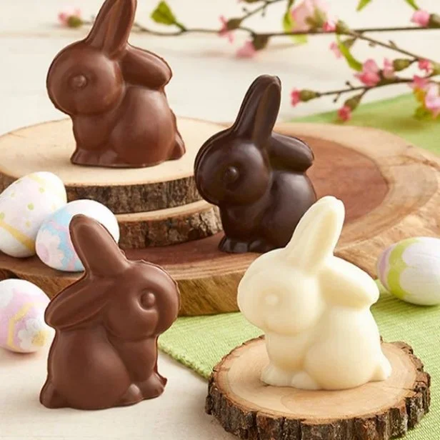 Easter Bunny Chocolate Mold 3-Pack | Small Sitting Bunny Candy Soap Mold With Instructions