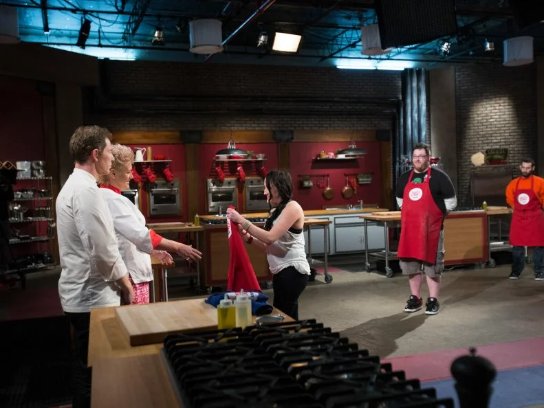 Anne Burrell and Bobby Flay Casey Pentony during the first of the season as seen on Food Network's Worst Cooks in America, Season 5.