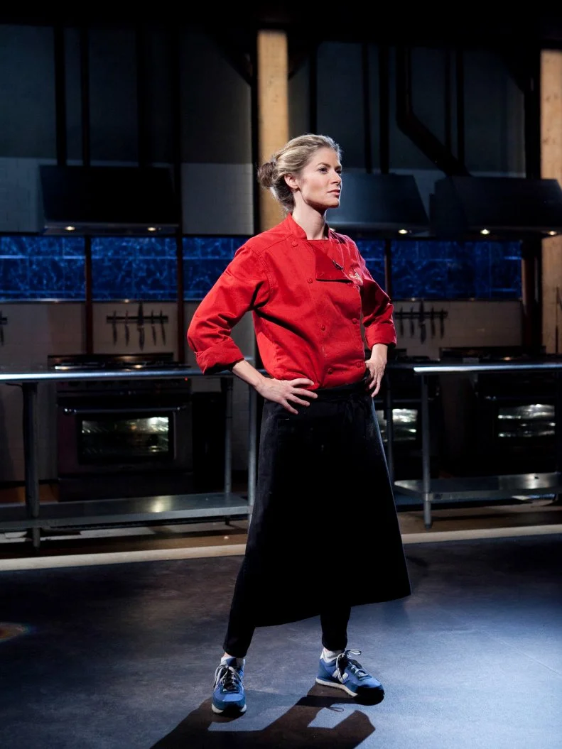 Celebrity Gillian Vigman reacts to the third round of the Chopped Celebrity Challenge and a spot in the $50,000 finale, as seen on Food Network's Chopped, Season 19.