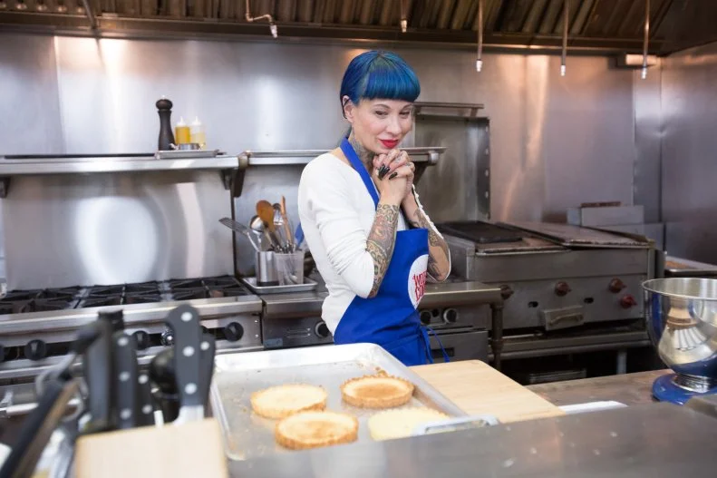 Finalist  Amber Brauner looks over her cooking during the final episode as seen on Food Network's Worst Cooks in America, Season 5.