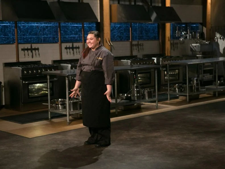 Teen competitor Tommi Rae Fowler (16) reacts to having one a slot in the Teen Challenge and a chance to win $25,000 and a $40,000 culinary school scholarship, as seen on Food Network's Chopped, season 21.