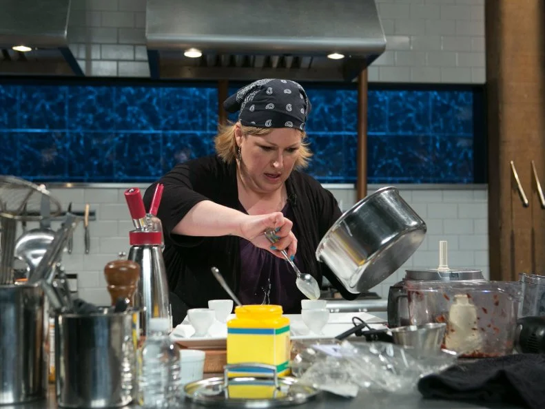 Celebrity chef Carnie Wilson works on her dessert that must include: key lime juice, cream cheese, banana paste and lady fingers as she competes for a slot in the Chopped Ultimate Championship competition, the winner of which receives $50,000 and a new car from Buick, as seen on Food Network's Chopped, Season 21.