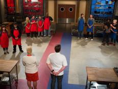 The teams react to hearing that due to Blue Team member Stephanie Streisand being too sick to compete during the challenge she has been sent home and thus neither Sharif and Kortni will be sent home despite their poor performance during the main dish challenge , as seen on Food Network's Worst Cooks in America, season 6.