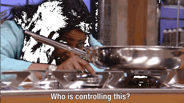 Ellen asks who is controlling the gas.