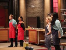Competitors, Ellen Cleghorne, Barry Williams, JWoww, and Kendra Wilkinson as seen on Food Network’s Worst Cooks In America: Celebrity Edition, Season 7.