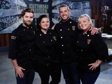 Chefs Marcel Vigneron, Alex Guarnaschelli, Bobby Deen and Sherry Yard, as seen on Food Network's Cutthroat Kitchen, Season 11.