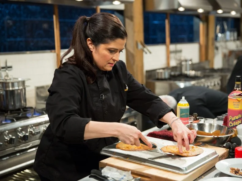 Alex Guarnaschelli, during a dessert theme webisode cooking with Mississippi mud pie, brie, maraschino cherries and potato crisps, as seen on Food Network’s Chopped After Hours, Season 26.