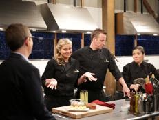 Ted Allen, Amanda Freitag, Alex Guarnaschelli and Marc Murphy, during a pub food theme webisode with special ingredients, house smoked bacon, fish Cheeks, deviled eggs, and house made pickles, as seen on Food Network’s Chopped After Hours, Season 24.