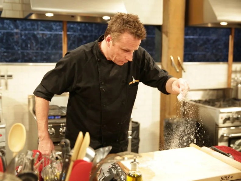 Marc Murphy, using pork roll, baby eggplant, pizza dough and Chinese spaghetti sauce, during a family affair theme webisode, as seen on Food Network’s Chopped After Hours, Season 26.