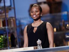 Finalist Rue Rusike performs the Mentor Challenge, Introductory Videos, as seen on Food Network Star, Season 11.
