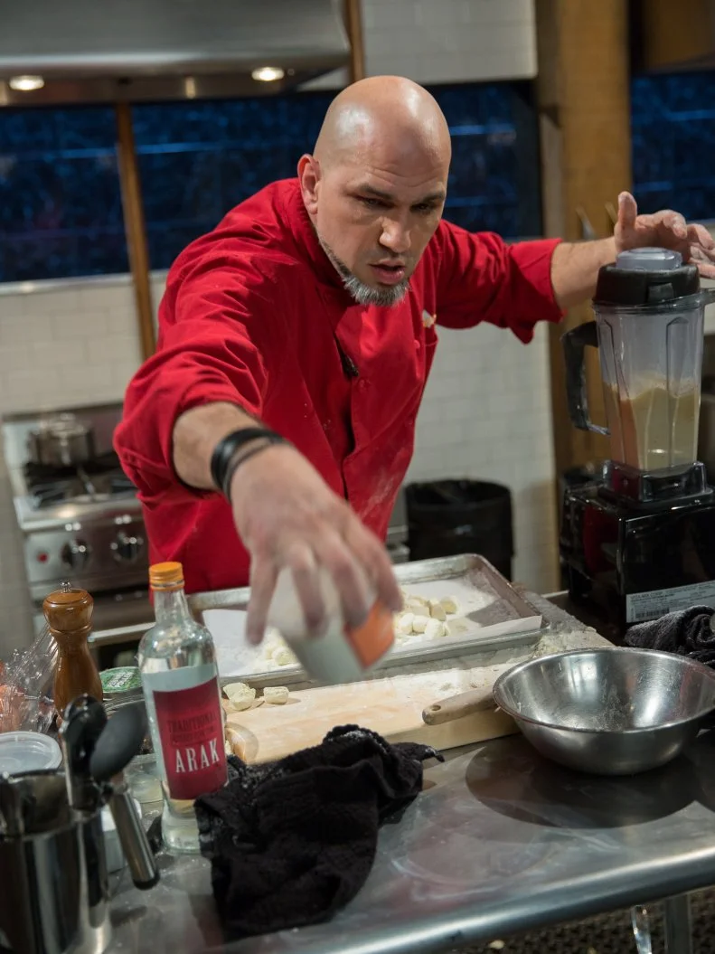 Guest Chef, Michael Psilakis competes during the All Star Tournament Finale, as seen on Food Networkâ  s Chopped, Season 24.