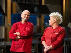 Guest Chef Anne Burrell, wins against competitor Michael Psilakis, during the All Star Tournament Finale, as seen on Food Networkâ  s Chopped, Season 24.