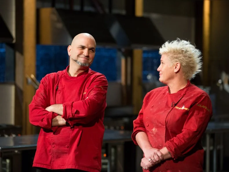 Guest Chef Anne Burrell, wins against competitor Michael Psilakis, during the All Star Tournament Finale, as seen on Food Networkâ  s Chopped, Season 24.