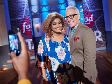 Guest judges Sunny Anderson and Geoffrey Zakarian during the reveal of the Star Challenge, Trendy Dinner, as seen on Food Network Star, Season 11.