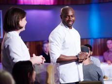 Finalists Alex McCoy and Eddie Jackson talk about their dish, Jerk Chicken Bahn-Mi with Avocado Pate with Escovitch Daikon, during the Star Challenge, Perfect Match, as seen on Food Network Star, Season 11.