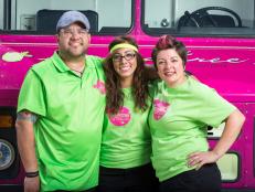 Team Guava Tree's Mariah Dobson, Pam Perez and Onel Perez in Lake Havasu City, Arizona, as seen on Food Network's The Great Food Truck Race, Season 6.