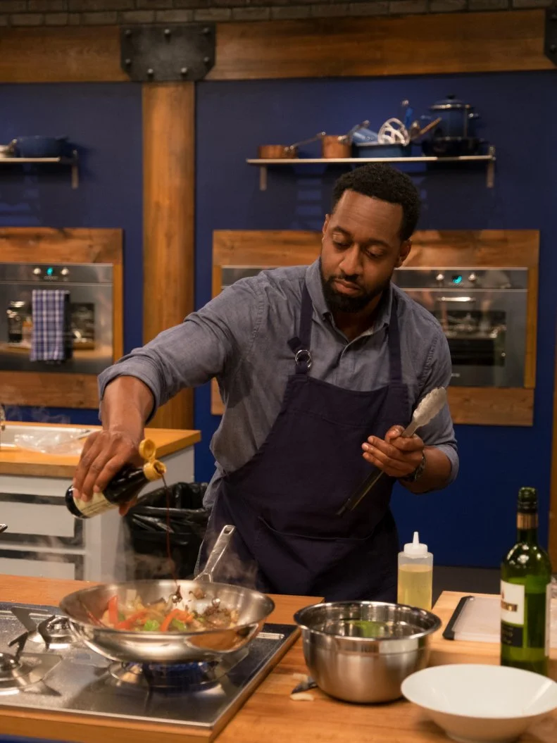 Competitor Jaleel White, in the kitchen as seen on Food Network's Worst Cooks In America: Celebrity Edition, Season 7.