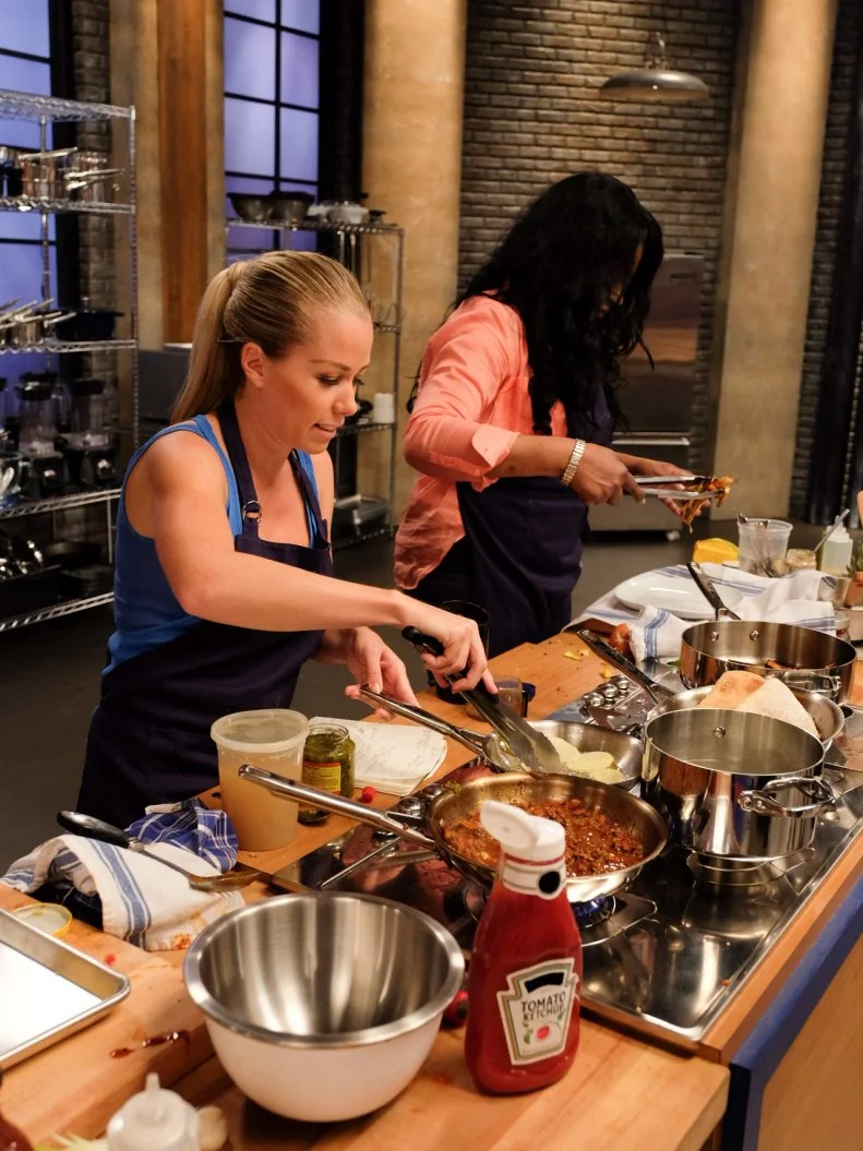 Competitor, Kendra Wilkinson in the kitchen as seen on Food Networkâ  s Worst Cooks In America: Celebrity Edition, Season 7.