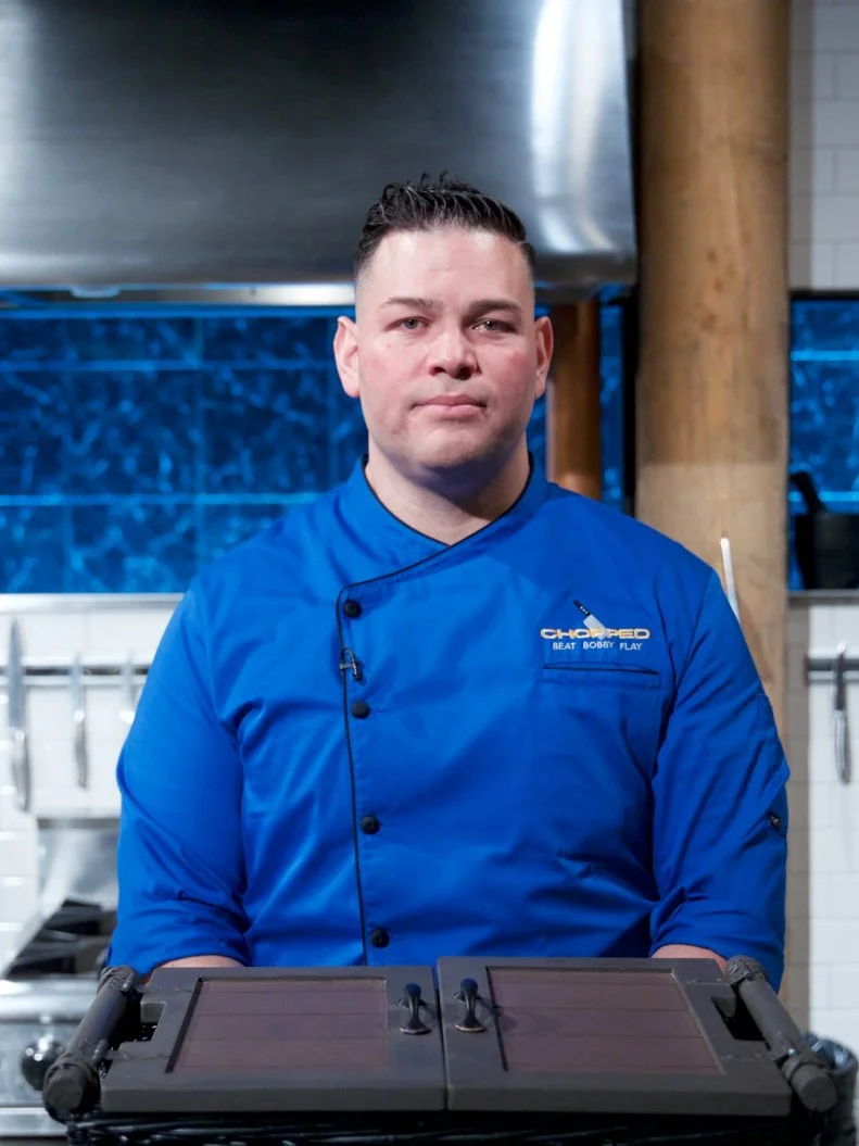 Chef Demetrio Zavala poses on set, as seen on Food Network's Chopped, Season 31.