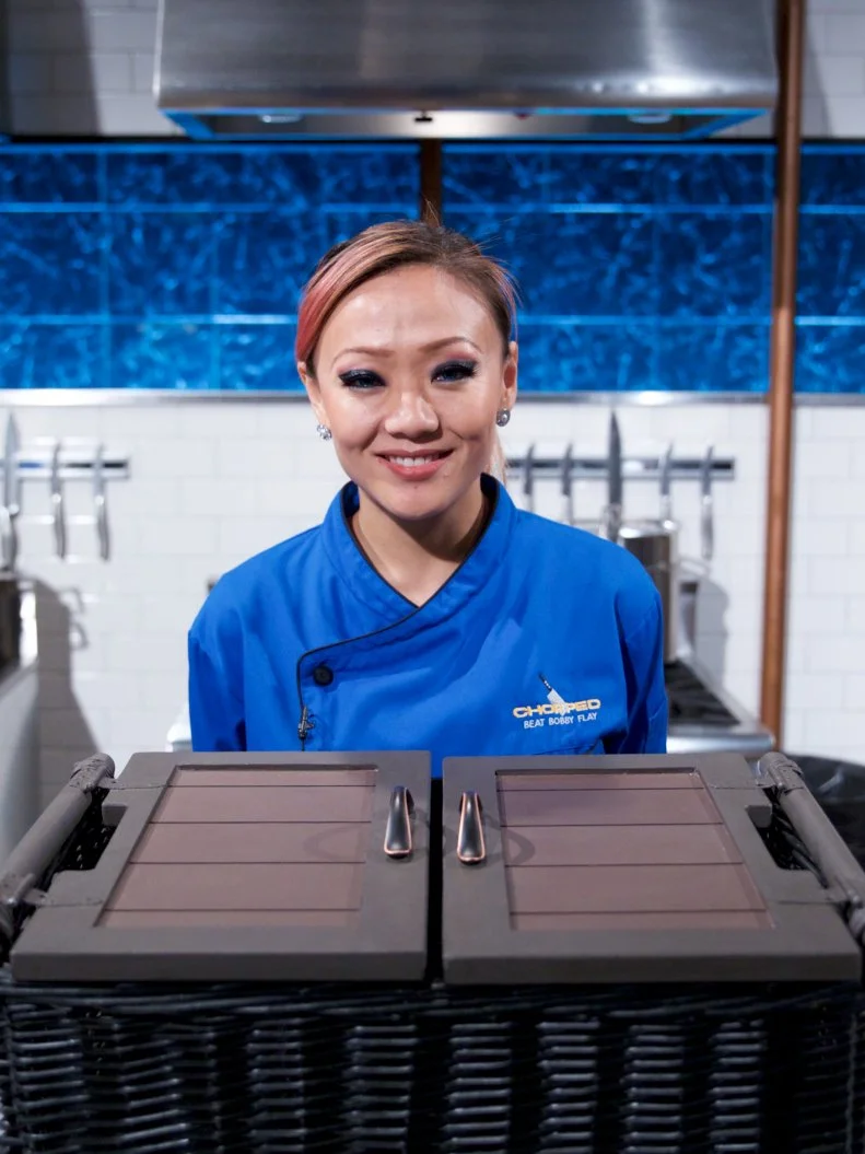 Chef Kathy Fang poses on set, as seen on Food Network's Chopped, Season 31.