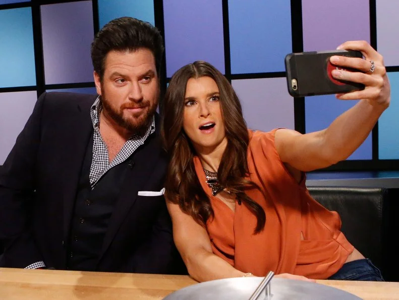 Judges Scott Conant and Danica Patrick take a selfie, as seen on Food Network's Chopped Junior, Season 3.