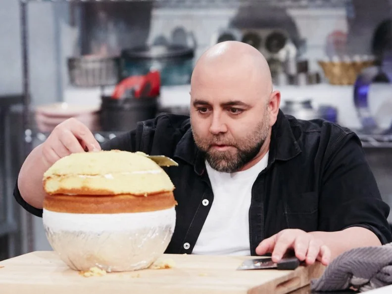 Host Duff Goldman preparing his dish, Snowman, as seen on Food Network's Duff's Sweet Spot, Season 3.