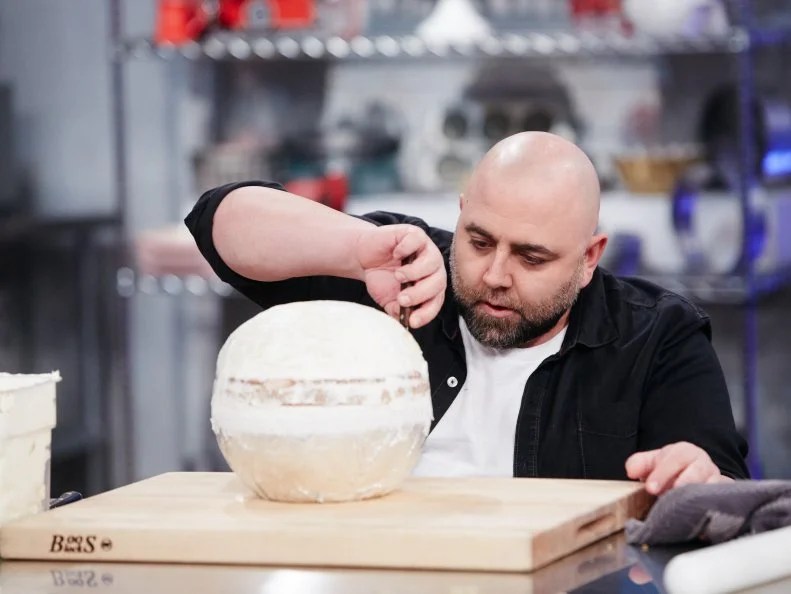 Host Duff Goldman preparing his dish, Snowman, as seen on Food Network's Duff's Sweet Spot, Season 3.