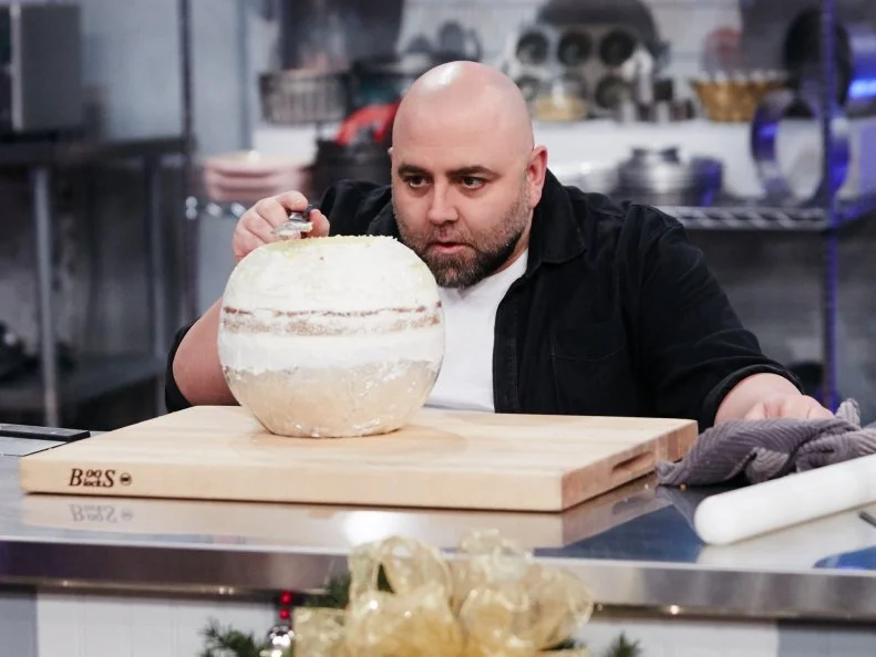 Host Duff Goldman preparing his dish, Snowman, as seen on Food Network's Duff's Sweet Spot, Season 3.