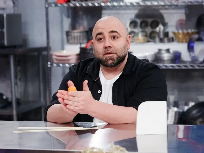 Host Duff Goldman preparing his dish, Snowman, as seen on Food Network's Duff's Sweet Spot, Season 3.