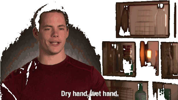 dry hand, wet hand