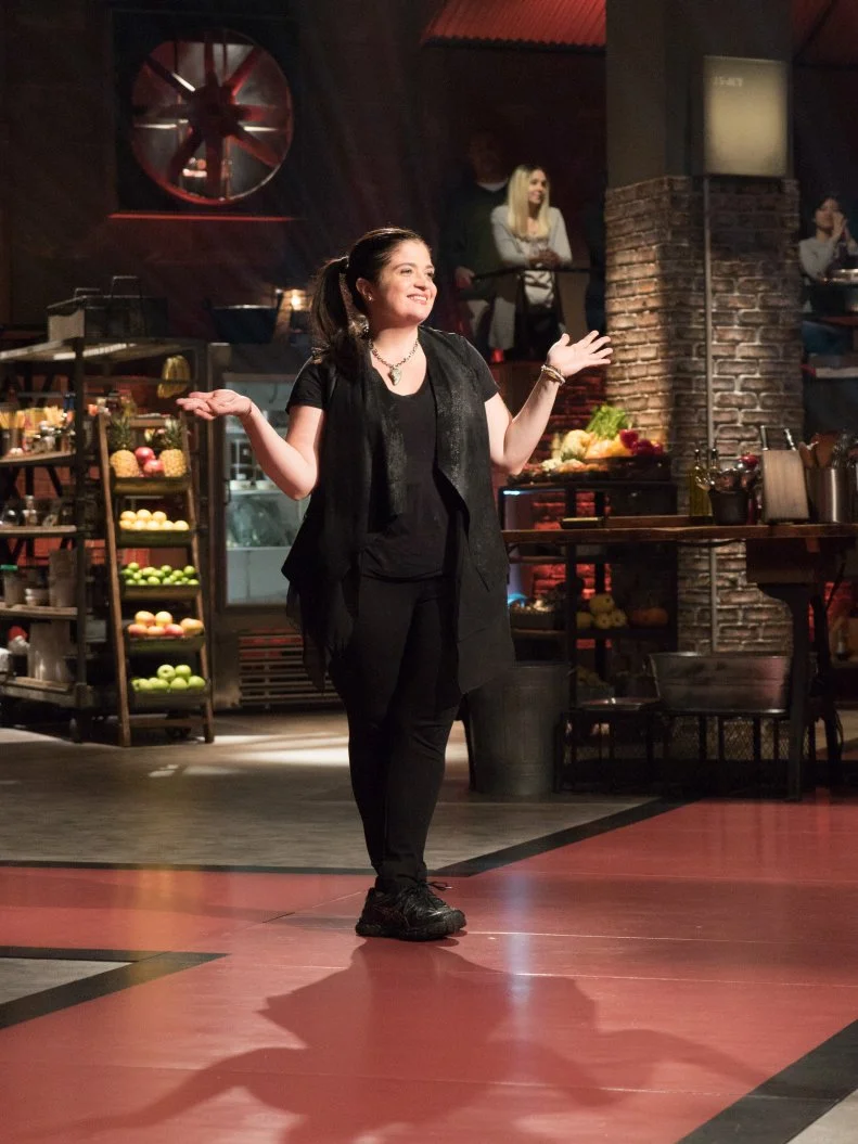 Contestant Alex Guarneschelli, as seen on Food Network's Beat Bobby Flay, Season 8.